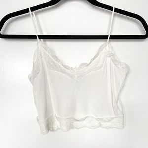 Lace crop top basic white spaghetti strap